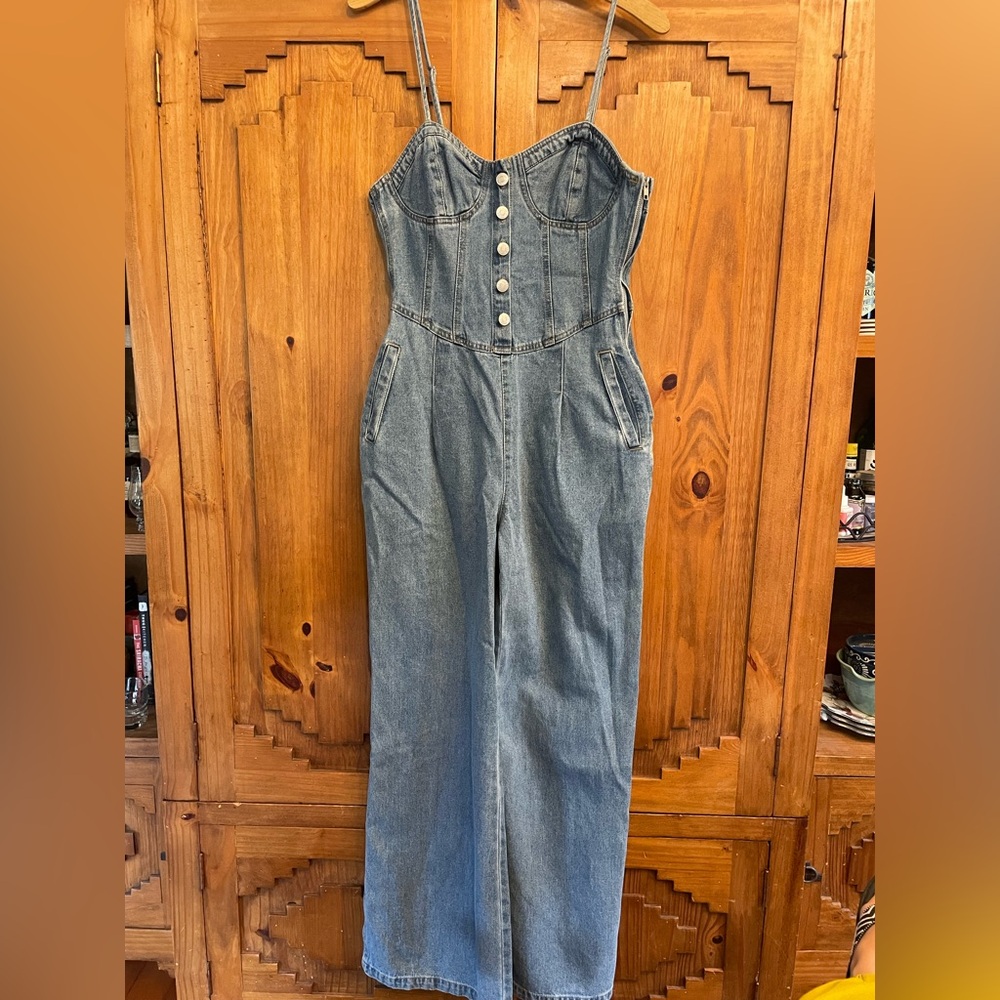 NWOT Forever 21 Blue Denim Jumpsuit